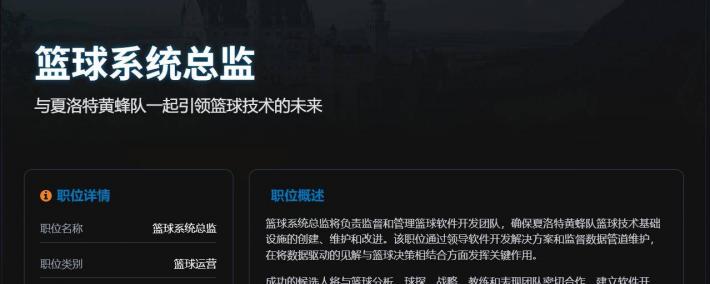 lt;数据科学工作gt;夏洛特黄蜂-篮球系统总监