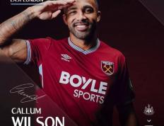 官方：西汉姆联免签纽卡(kǎ)斯(sī)尔前锋卡(kǎ)勒姆-威尔遜(xùn)