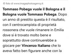 意甲媒体透露：米兰球员波贝加(jiā)想去博洛尼(ní)亚，而博洛尼(ní)亚只想600-700万买下他