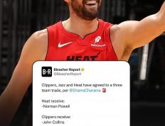 邁(mài)阿密热火豪赌朱霍勒迪(dí)，四换一