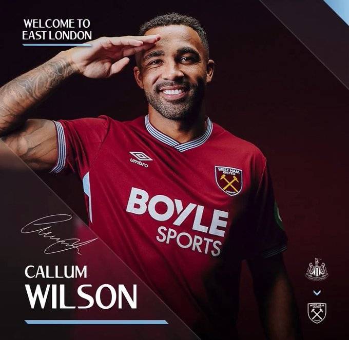 官方：西汉姆联免签纽卡(kǎ)斯(sī)尔前锋卡(kǎ)勒姆-威尔遜(xùn)